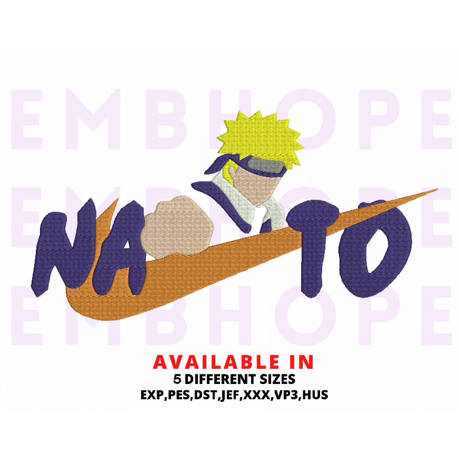 Nike Swoosh Naruto Embroidery Design 5 Sizes